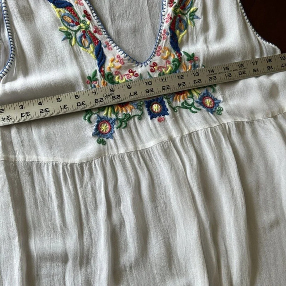 Anthropologie Chloe Oliver Womens Tunic Top L White Gaila Embroidered Bohemian - Picture 10 of 11